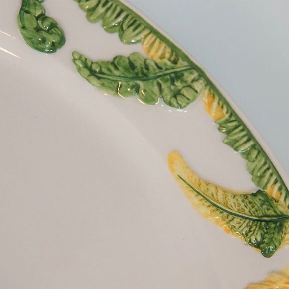 Vintage Italian Lunch Plates Set Of 4 Green Garden Ferns Flower Bud Cottagecore - Picture 8 of 9